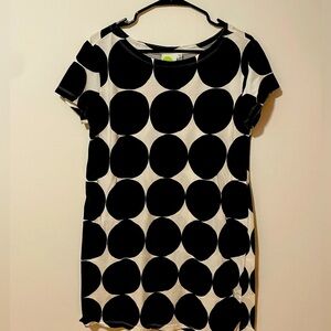 Mod Black and White Polka Dot Women's T-Shirt Dress Size L